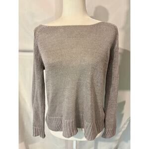 Garnet Hill Glitter Gray Sweater Scoop Neck XS